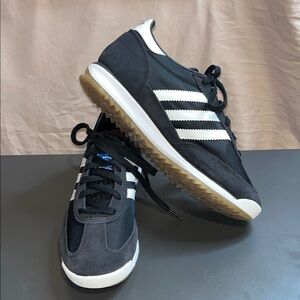 Adidas SL 72 RS Black Nylon Black Suede Leather White Stripes Sneakers